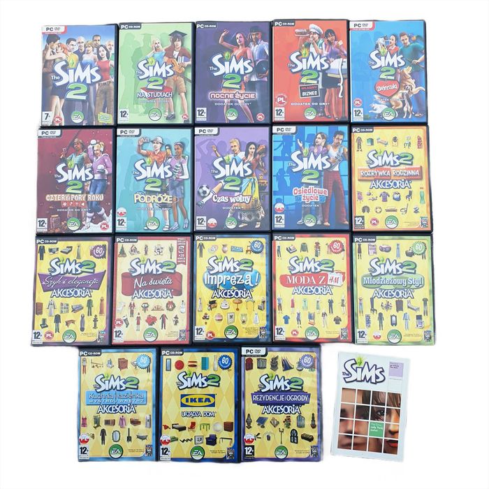 THE SIMS 2 + wszystkie DODATKI i AKCESORIA 18 GIER polskie wydania PL