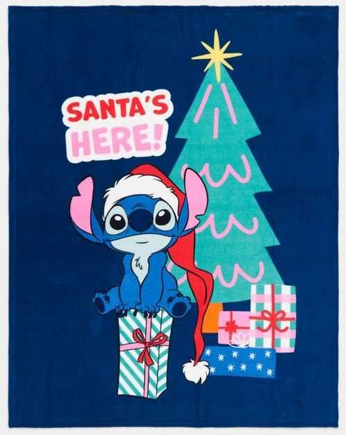 Детский флисовый плед Disney новогодний Лило и Стич - 130х160 см