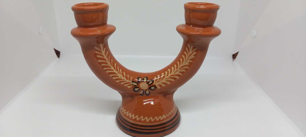 Ceramiczny świecznik Łysa Góra  stary świecznik Cepelia Łysa Góra