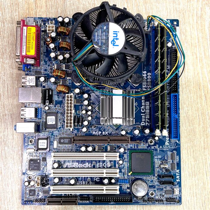 Motherboard ASRock 775i65G Core2 Duo E4500 + Radeon HD 3650 AGP – Retro XP / 98 / DOS
