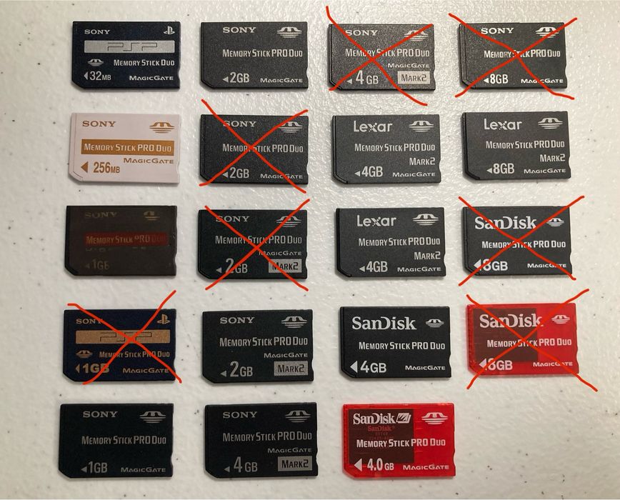12 Cartões Memory Stick Pro Duo