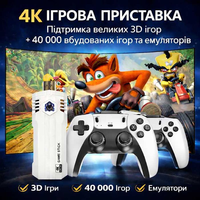 Игровая приставка Game Stick 3D PRO 64GB 40000+ игр PS1 Dendy Sega