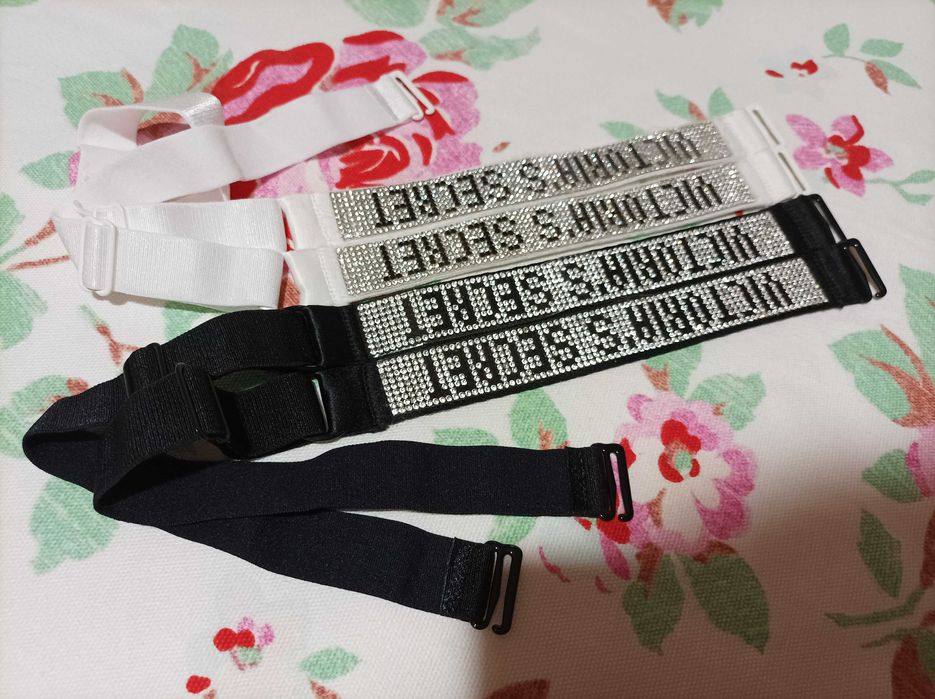 Ramiączka Victoria's secret czarne i białe 2 pary