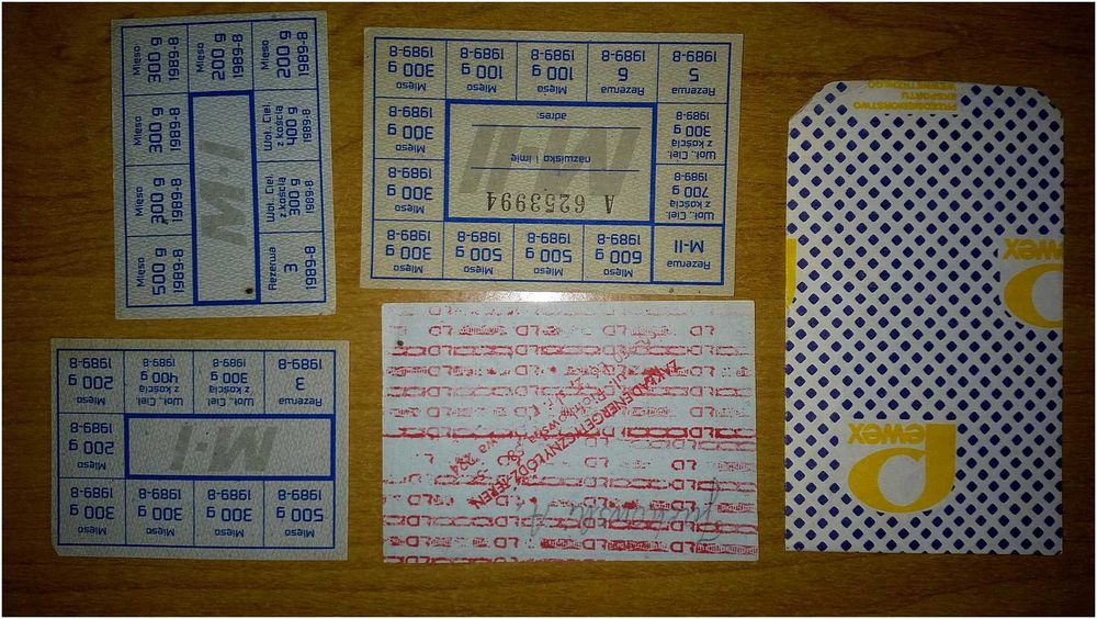 100% Oryginalne Kartki Na Mięso PRL Reglamentacja Towarów 1989 WYSYŁKA