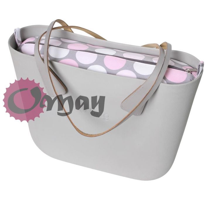 Szary organizer do OBAG STANDARD grochy róż pudrowy 2 kieszenie OMAY