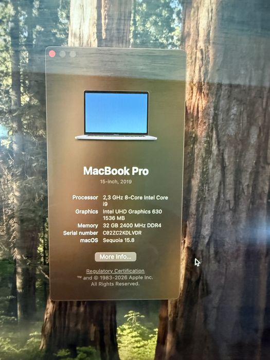 Portátil Apple MacBook Pro A1990 i9 32GB RAM 500GB SSD Grafica AMD Pro 560x 4GB