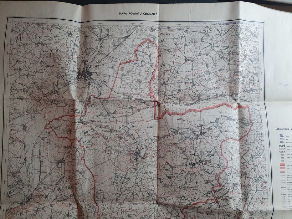 Mapy powiatowe 1960r na płótnie  Trzcianka Chodzież Czarnków 57 x 92
