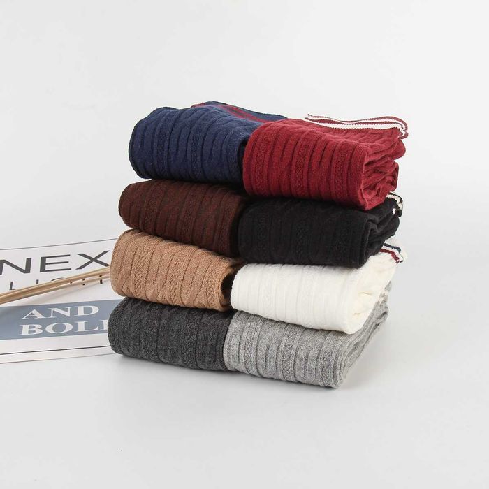 Гольфы гетры теплые за колено хлопковые с полосками