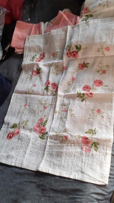 Conjutno toalhas vintage carré azul antigo novo