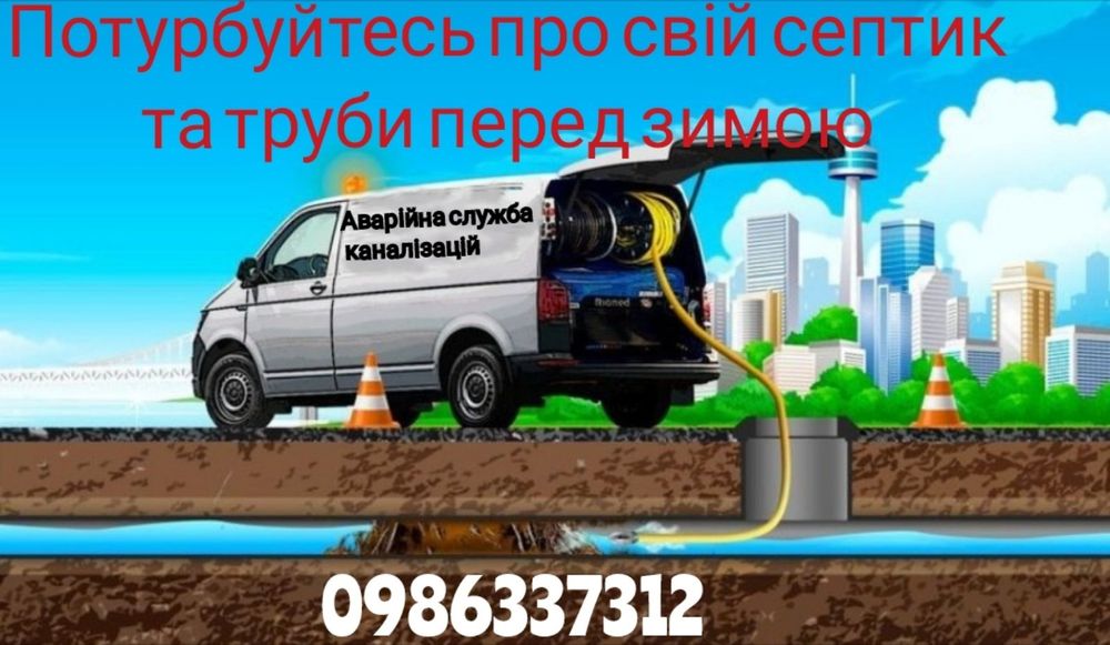 Пробивка промивка труб ям септиків Мулосос Гідродинаміка Викачка