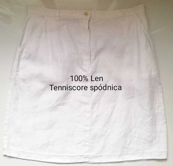 Lniana spódniczka Tenniscore Biała 100 % Len