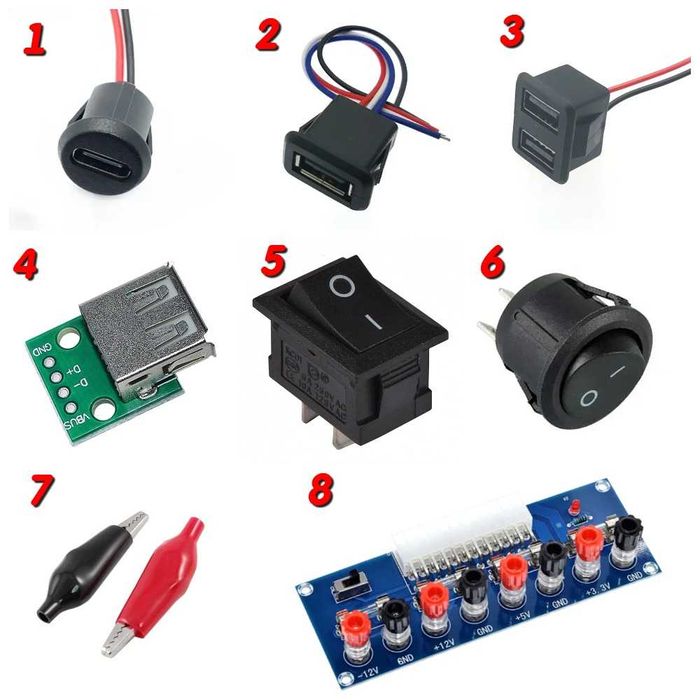 Разъемы 5.5x2.1, 5.5x2.5, Type C, XT-60H,  XT-30, USB 2.0, RCA, Банан