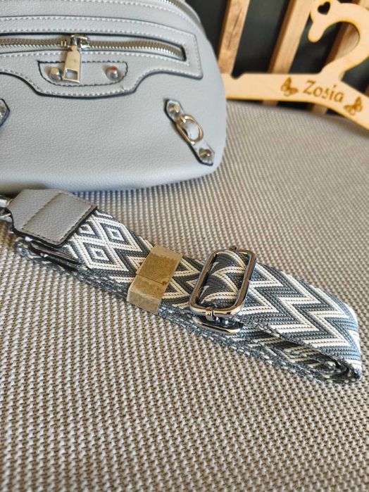 Szara nowa damska nerka torebka na ramię Marco Contti stylowa