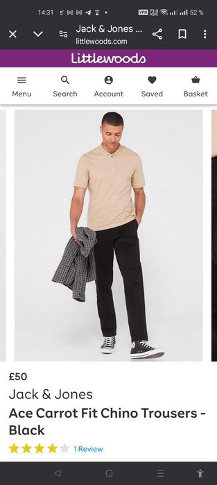 Джинсы (chino Jack&jones Carrot Дания w30 stretch black.