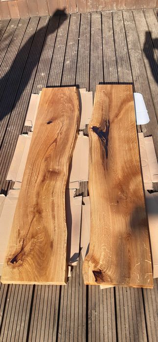 Parapety z duszą naturalny dąb, żywa krawędź, styl live edge drewniane