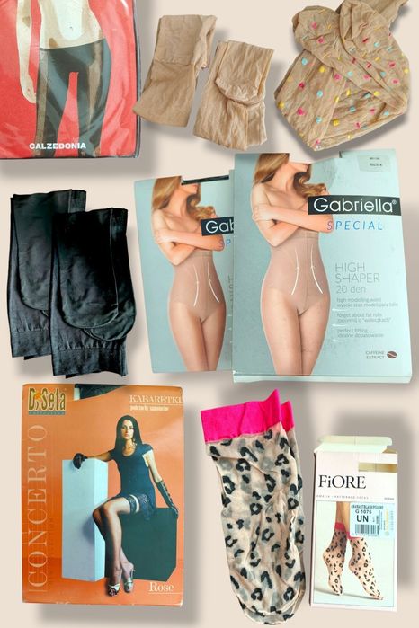 Zestaw rajstop, pończoch i skarpetek L/XL (Gabriella, Calzedonia, Gatta, Tezenis) 13 sztuk