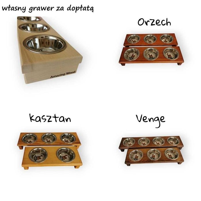 Stojak na miski dla psa lub kota 4 x 0,22l