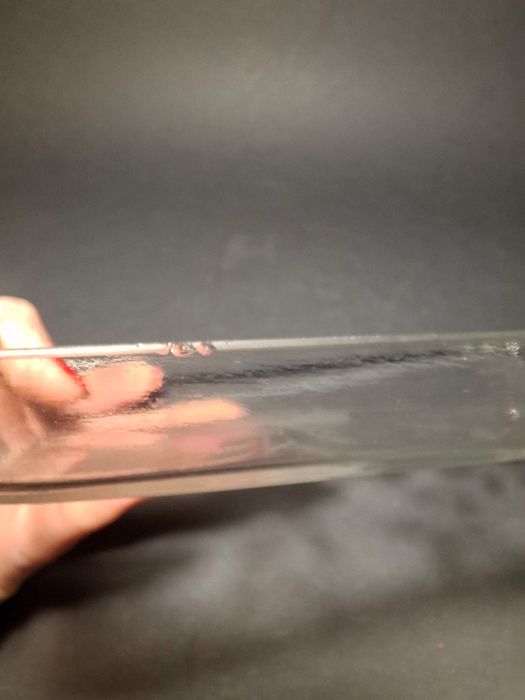 Duża stara szklana maselnica serownica