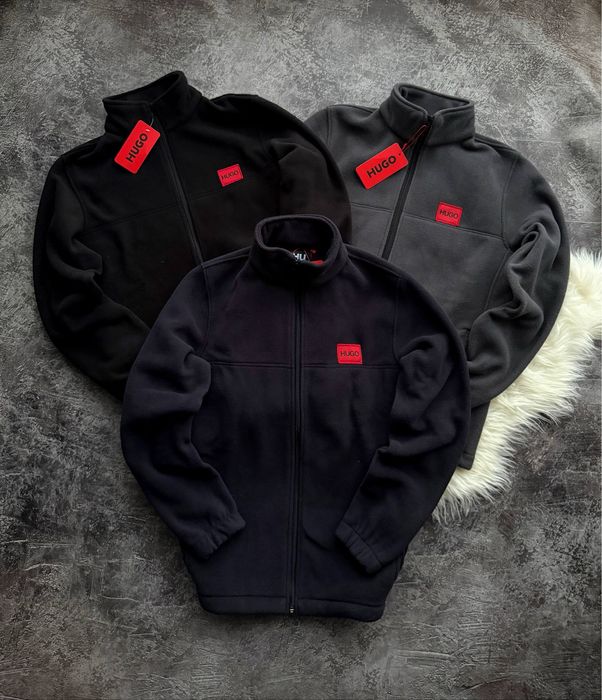Зіп-Кофта Hugo Fleece  | Чоловіча Фліска | Чорна, Синя, Графіт | M–3XL