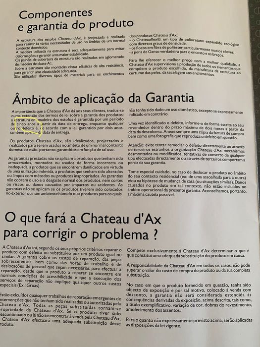 Sofá Château d’Ax (3 lug). Como novo. Garantia 3 anos.