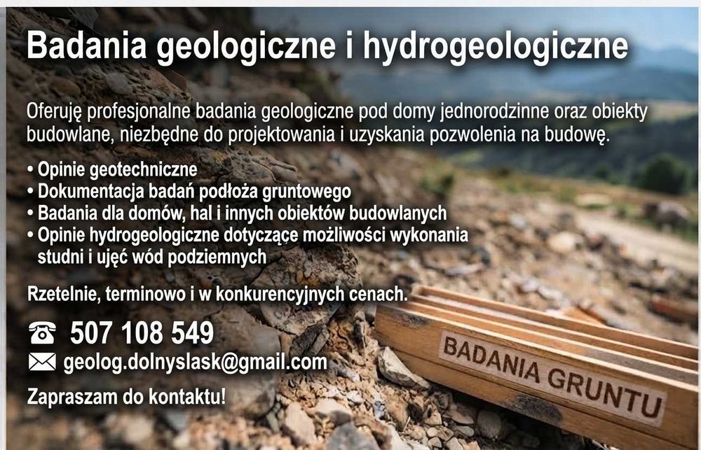 Geolog / Badania Geologiczne i Geotechniczne / Badanie Gruntu | Odwierty