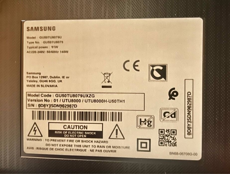Samsung UE50TU8079U 50” Smart TV на запчастини або відновлення
