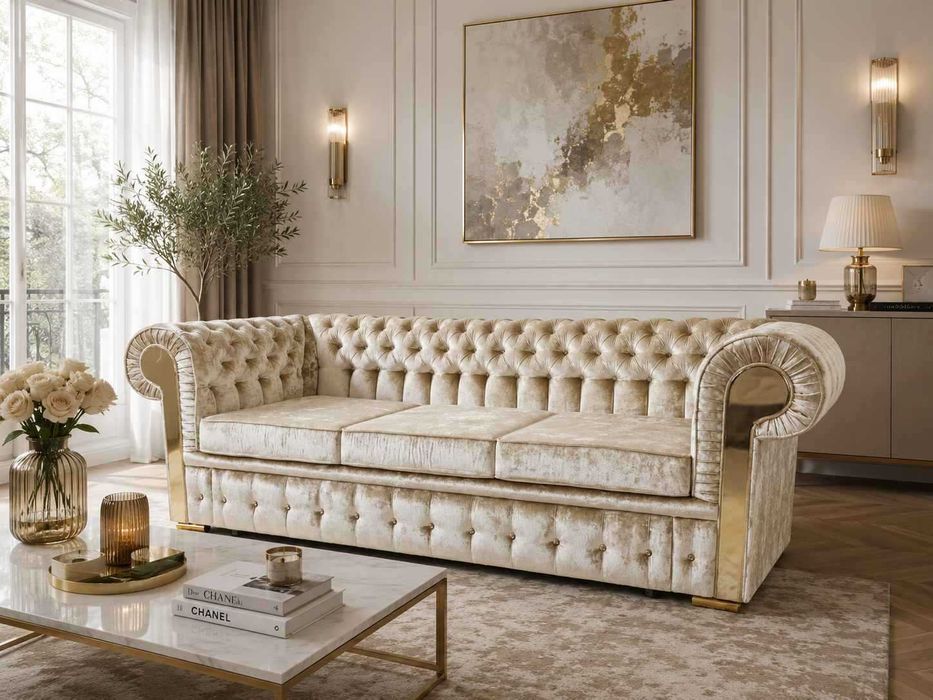 Sofa Chesterfield GLOSS 3-osobowa z funkcją spania