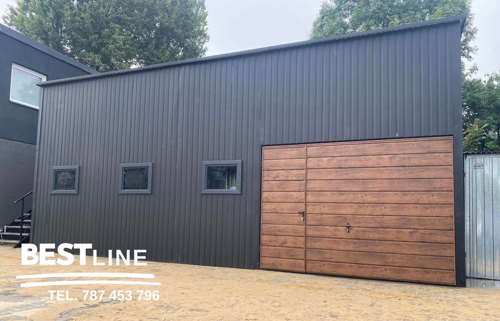 Garaż blaszany z bramą segmentową. Garaż na wymiar - 3x5 3x6 4x5 4x6