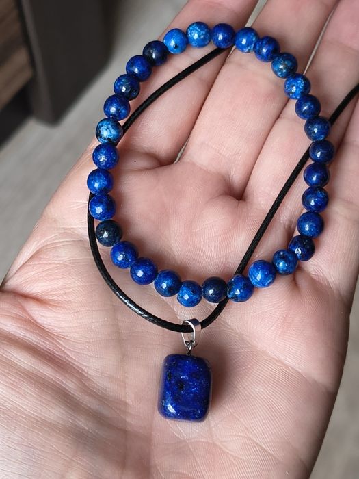 Naszyjnik i bransoletka z lapis lazuli, kamienia naturalnego