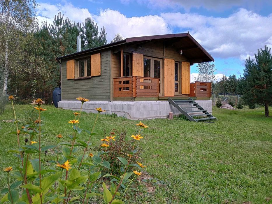 Działka Mazury z domkiem rekreacyjnym koło lasu i jeziora