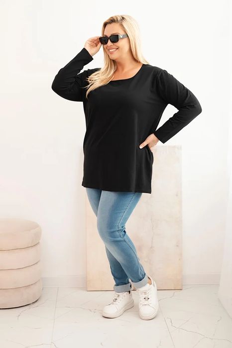 Bluzka damska Plus Size z dekoltem w łódkę czarna 2XL/3XL
