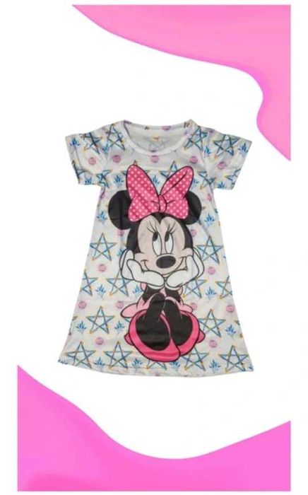 Vestido de menina com desenho da Minnie Mouse