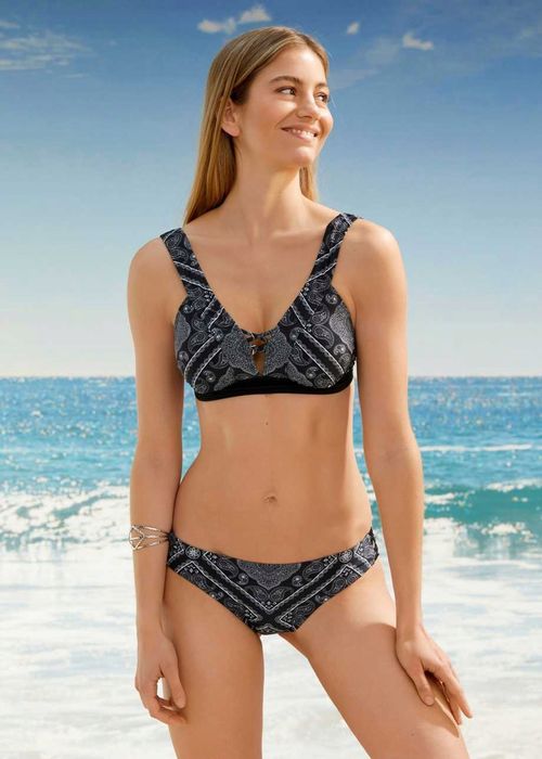 B.P.C bikini bralette czarne we wzory 38.