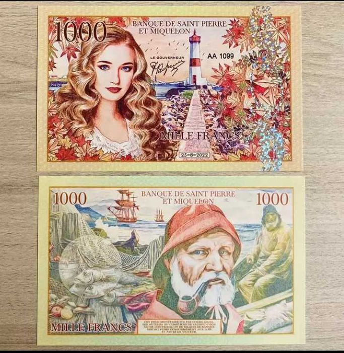 Сен-Пьер и Микелон. Полимер  1000 Francs 2022 UNC