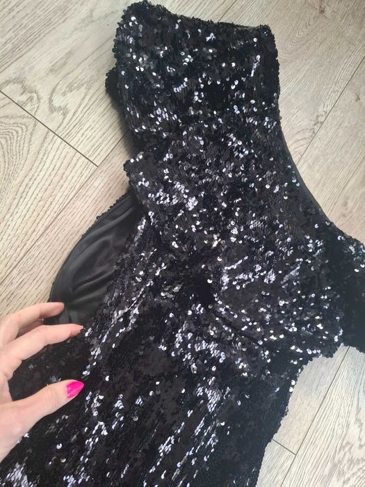 Mohito S36 cekiny SYLWESTER sukienka czarna