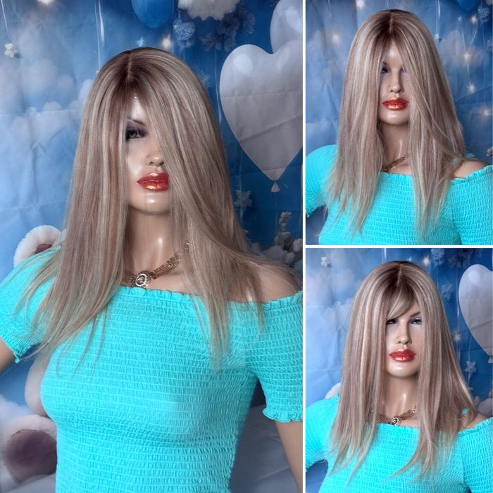 Натуральная большая накладка парик основа кожа шелк славянка блонд 50с