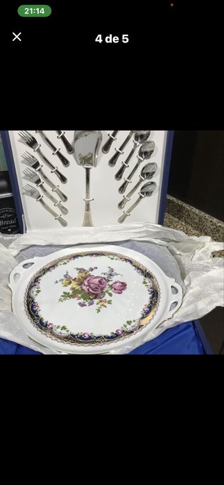 Prato e talheres limoges servir bolo