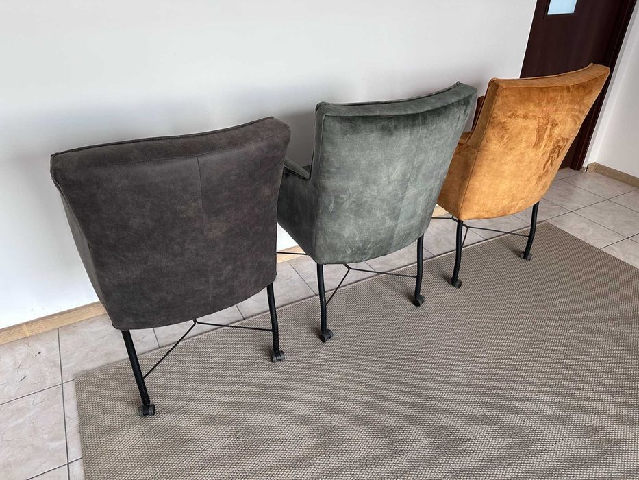 Loftowe Wygodne Krzesła Na Kółkach Skandynawskie Oryginalne 3 szt