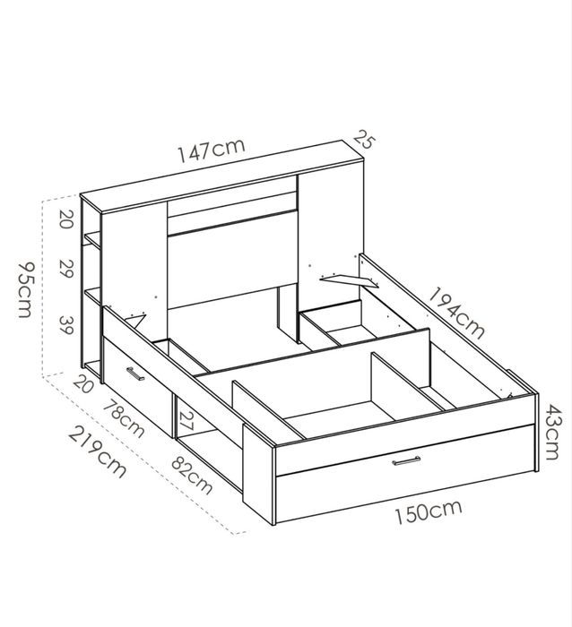 cama de casal com arrumação