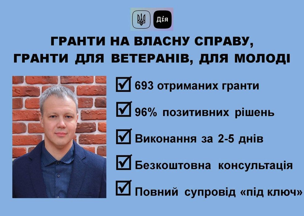 ГРАНТ Дія під ключ - бізнес-план заявка супровід. 693 виграних гранти!