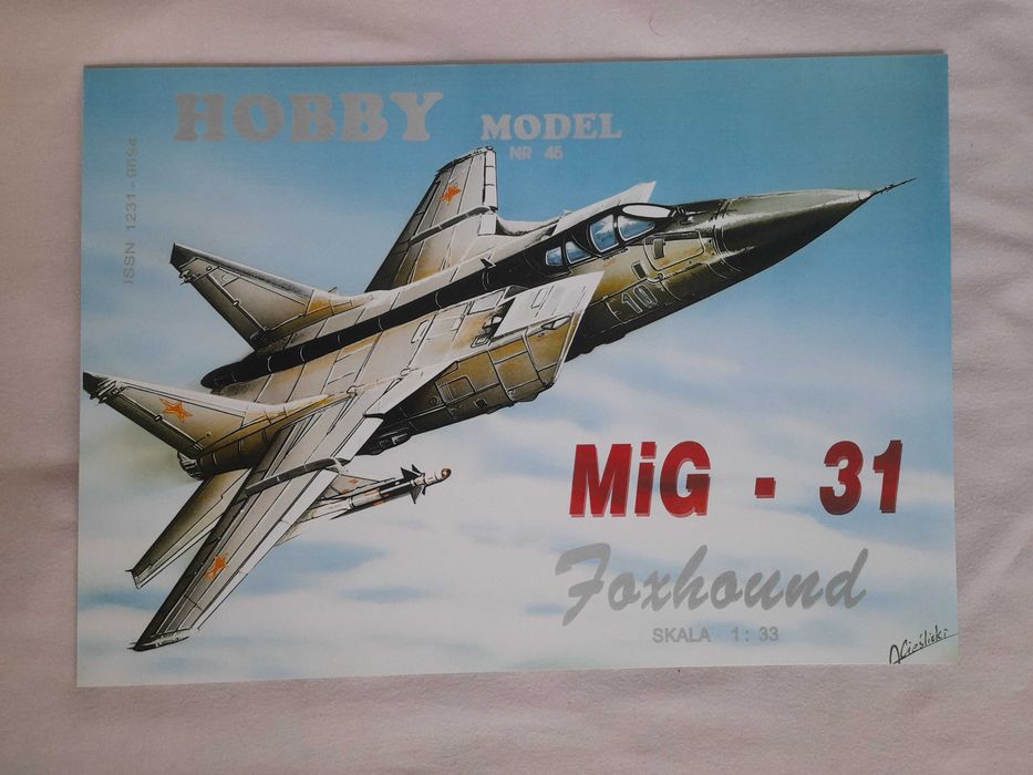 Reprint: Samolot myśliwski MiG-31 Foxhound, 1:33, wyd. Hobby Model, stan bardzo dobry