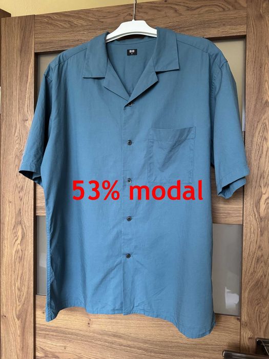 Koszula męska, kubanka, 53% modal, Uniqlo r. M/L-super stan