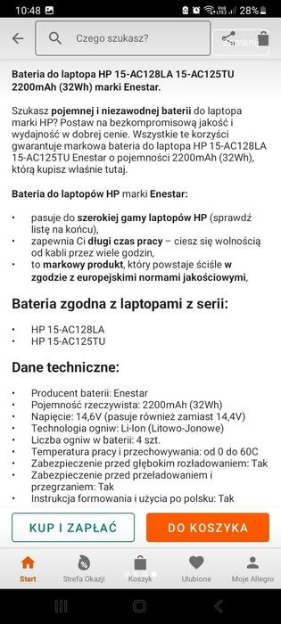 Bateria do laptopa nowa