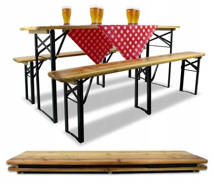 Meble Ogrodowe KOMPLET PIWNY BAROWY cateringowy na dożynki  FV 180CM