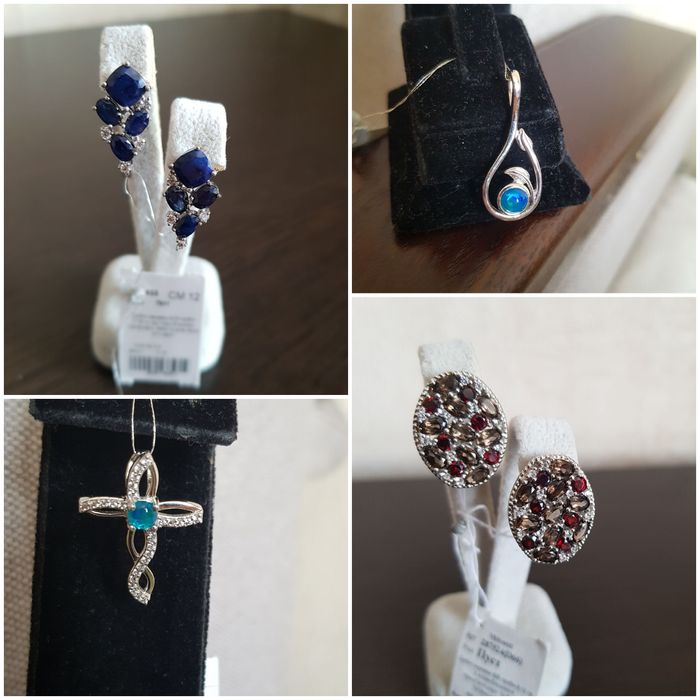 Серебрянные сережки кольца комплекты
