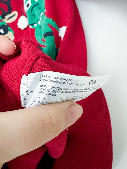 Sweter świąteczny czerwony chłopięcy 134 bawełna