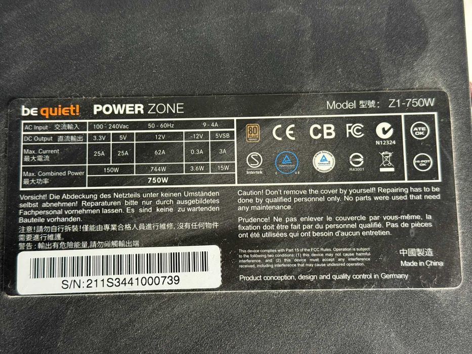 Zasilacz Be Quiet! Power Zone Z1-750W 750W 80+ Plus Bronze