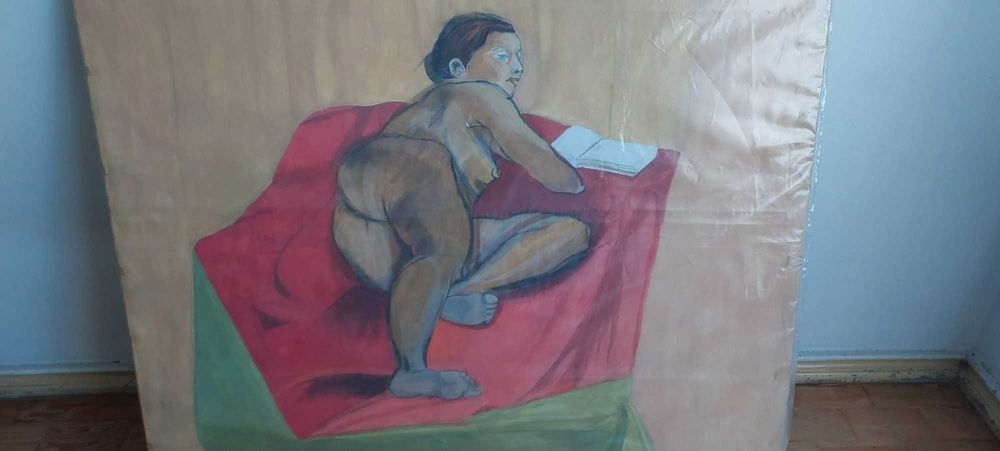 Quadro ' Leitura' nú feminino , óleo sobre tela