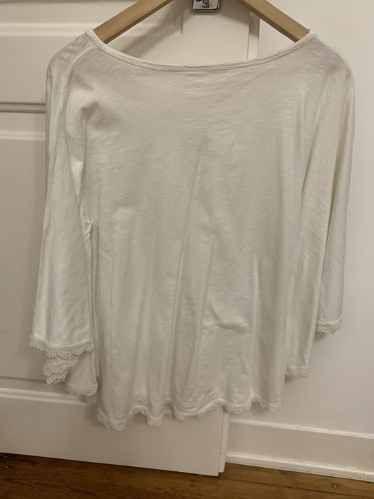 Top branco com manga larga