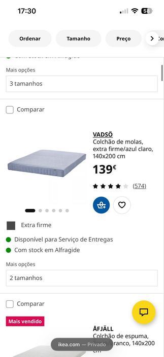Cama de casal(IKEA) 1,40 x 200cm -  100€ com colchão